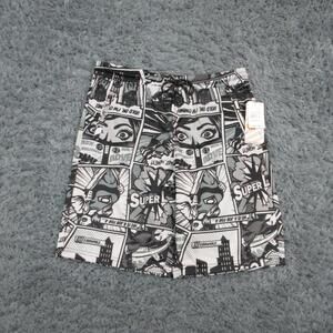 OH SNAP! Swim Shorts Mens M Gray Comic Book Patchwork Trunks Lined NWT